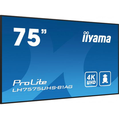 iiyama LH7575UHS-B1AG visualizzatore di messaggi Pannello piatto per segnaletica digitale 190,5 cm (75") LCD Wi-Fi 500 cd/m 4K Ultra HD Nero Processore integrato Android 11 24/7 [LH7575UHS-B1AG]