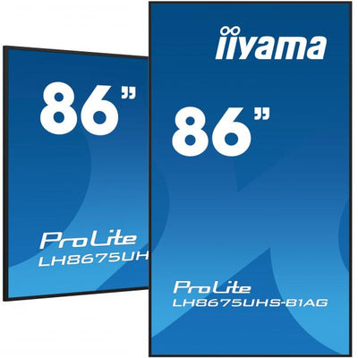 iiyama LH8675UHS-B1AG visualizzatore di messaggi Pannello piatto per segnaletica digitale 2,17 m (85.6") LCD Wi-Fi 500 cd/m 4K Ultra HD Nero Processore integrato Android 11 24/7 [LH8675UHS-B1AG]