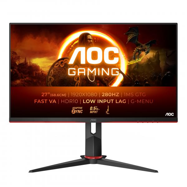 AOC MONITOR GAMING 27 LED VA 16:9 FHD 0,5MS 300CDM 280HZ PIVOT HDMI/DP [27G2ZN3/BK]