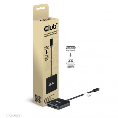 CLUB3D MST HUB TYPE C A DUAL HDMI 4K60HZ M/F + PD3.0 100 WATT [CSV-1558]
