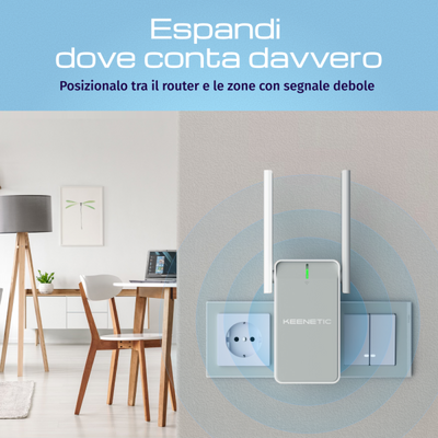 KEENETIC BUDDY 4 (KN-3211) REPEATER/EXTENDER N300 WI-FI EXTENDER, MESH, 1 PORTA 100 MBIT/S, MENU MUL [KN-3211-01-EU]