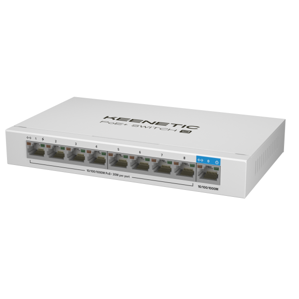 KEENETIC POE+ SWITCH 9 (KN-4710), SWITCH 1 PORTA 1GBPS + 8 PORTE 1 GBPS POE+, 30W 802.3af/at (PoE+) [KN-4710-01-EU]