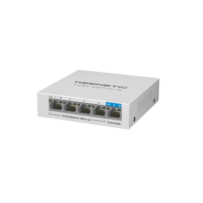 KEENETIC POE+ SWITCH 5 (KN-4610), SWITCH 1 PORTA 1GBPS + 4 PORTE 1 GBPS POE+, 30 W 802.3af/at (PoE+) [KN-4610-01-EU]
