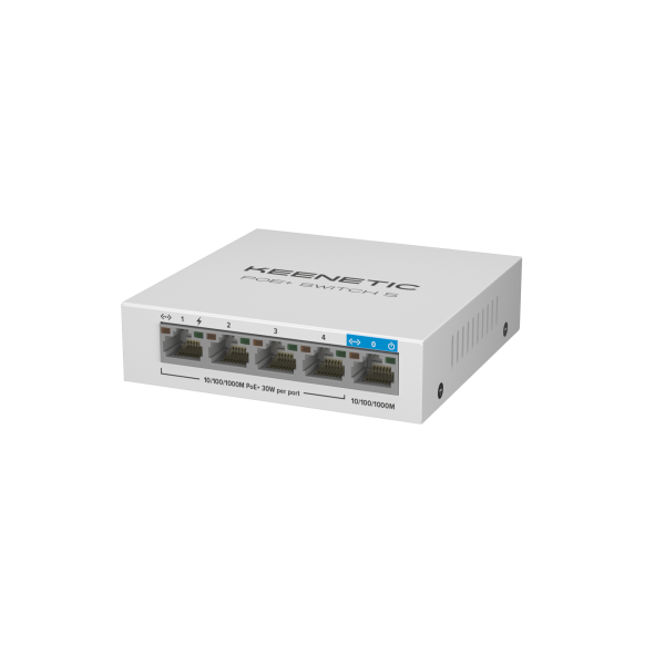 KEENETIC POE+ SWITCH 5 (KN-4610), SWITCH 1 PORTA 1GBPS + 4 PORTE 1 GBPS POE+, 30 W 802.3af/at (PoE+) [KN-4610-01-EU]