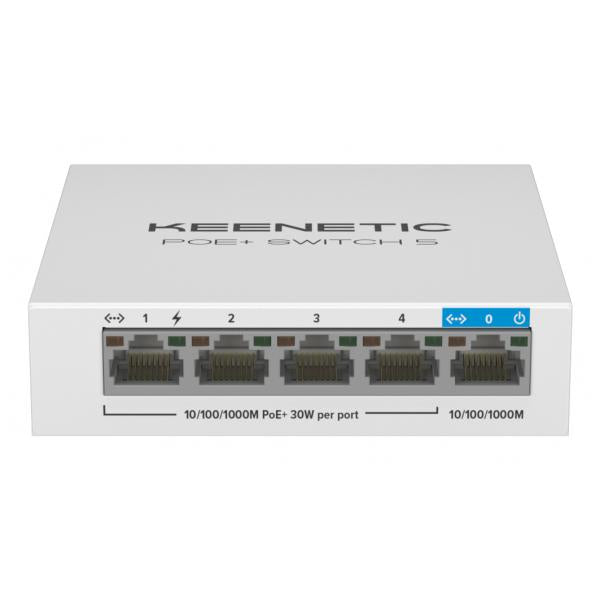 KEENETIC POE+ SWITCH 5 (KN-4610), SWITCH 1 PORTA 1GBPS + 4 PORTE 1 GBPS POE+, 30 W 802.3af/at (PoE+) [KN-4610-01-EU]