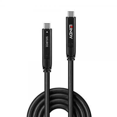 LINDY No. 43399 - Cavo ibrido USB 3.2 10Gbps & DP 1.4 Tipo C, 15m (4 Lanes) [LIN-43399]