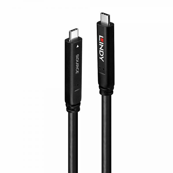 LINDY No. 43399 - Cavo ibrido USB 3.2 10Gbps & DP 1.4 Tipo C, 15m (4 Lanes) [LIN-43399]