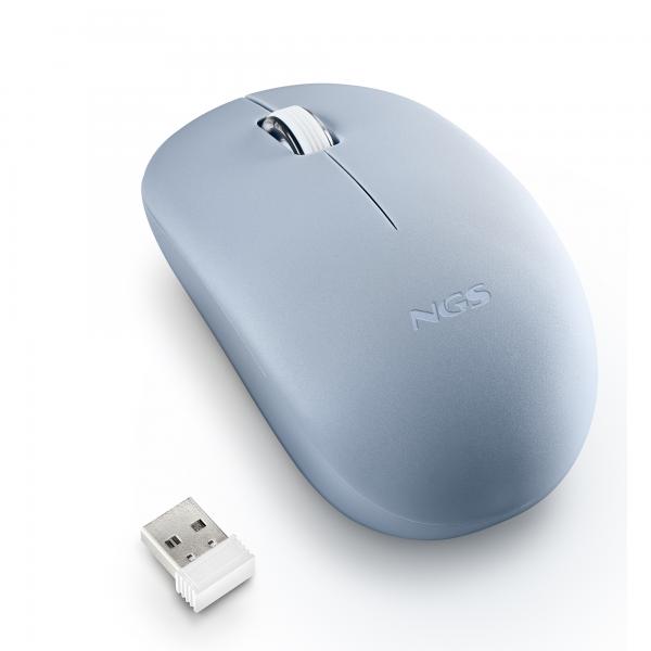 NGS MOUSE WIRELESS 2.4 GHZ,CON ROTELLA, SILENZIOSO, USB NANO, AZZURRO [FOGPROBLUE]
