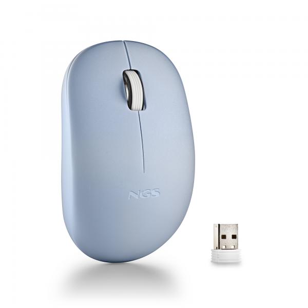 NGS MOUSE WIRELESS 2.4 GHZ,CON ROTELLA, SILENZIOSO, USB NANO, AZZURRO [FOGPROBLUE]