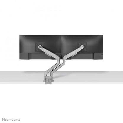 Neomounts NEXT Slim Dual Monitor Arm - 17-32inch - 1-9 kg/screen (curved 8 kg/screen) - Gas Spring - 180 Degrees - Stop - Topfix - Silver [DS70-250SL2]