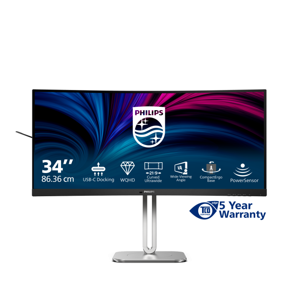 PHILIPS MONITOR CURVO 34 LED VA WQHD 21:9 4MS 120hz 350 CDM, REG ALTEZZA, DP/HDMI, USB-C, MULTIMEDIA [34B2U5600C]