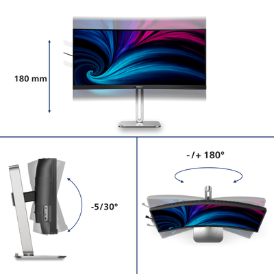 Philips 5000 Series - 34 inch Curved UltraWide Quad HD VA LED Monitor - 3440x1440 - 120Hz - HAS / USB-C [34B2U5600C/00]
