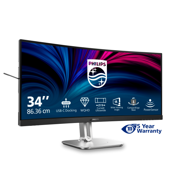 PHILIPS MONITOR CURVO 34 LED VA WQHD 21:9 4MS 120hz 350 CDM, REG ALTEZZA, DP/HDMI, USB-C, MULTIMEDIA [34B2U5600C]