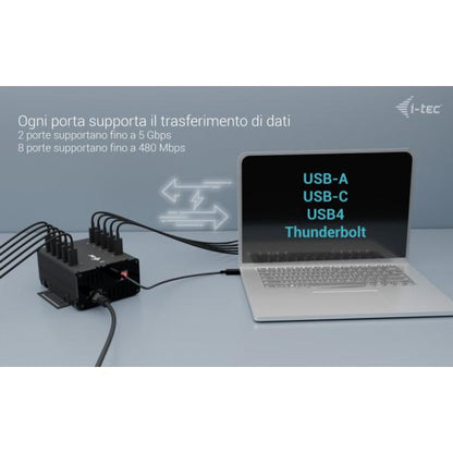 i-tec USB-C/USB-A Metal Charging + data HUB, 15W per port, 10x USB-C [CACHRGHUB10CIT]