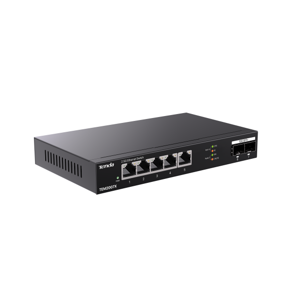 TENDA SWITCH UNMANAGED DESKTOP, 5*2.5GE + 2*10G SFP [TEM2007X]
