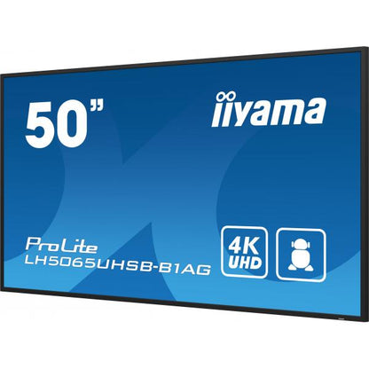 iiyama LH5065UHSB-B1AG visualizzatore di messaggi Pannello piatto per segnaletica digitale 125,7 cm (49.5") LCD Wi-Fi 800 cd/m 4K Ultra HD Nero Processore integrato Android 11 24/7 [LH5065UHSB-B1AG]