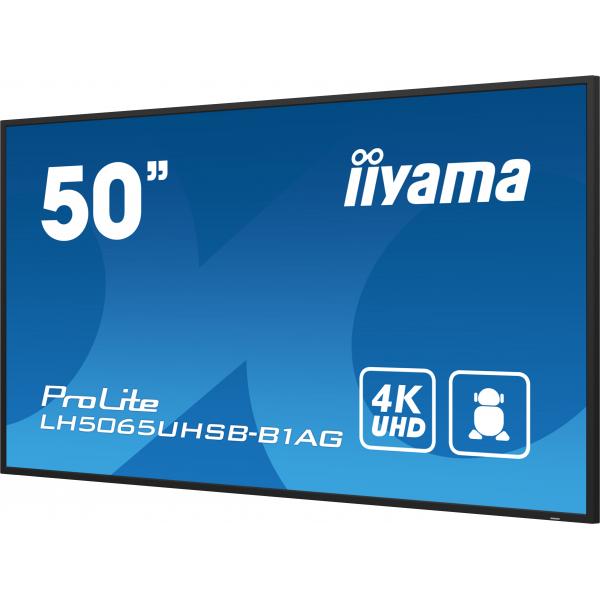 iiyama LH5065UHSB-B1AG visualizzatore di messaggi Pannello piatto per segnaletica digitale 125,7 cm (49.5") LCD Wi-Fi 800 cd/m 4K Ultra HD Nero Processore integrato Android 11 24/7 [LH5065UHSB-B1AG]