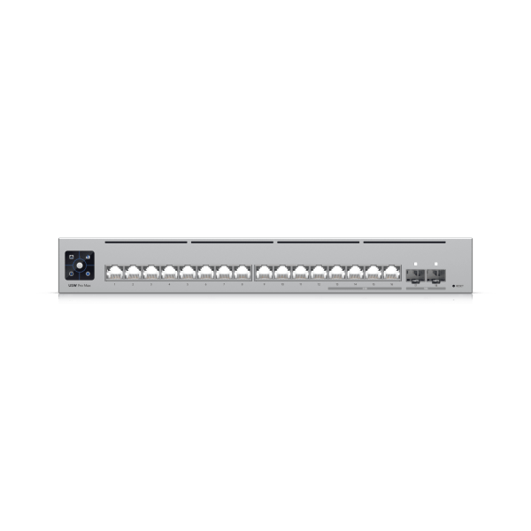 Ubiquiti-USW-Pro-Max-16-EU-UniFi 16Port Layer 3 Etherlighting switch with 4x 2.5 GbE RJ45 ports, 12x GbE RJ45 ports, 2x 10G SFP+ ports - fanless [USW-Pro-Max-16-EU]