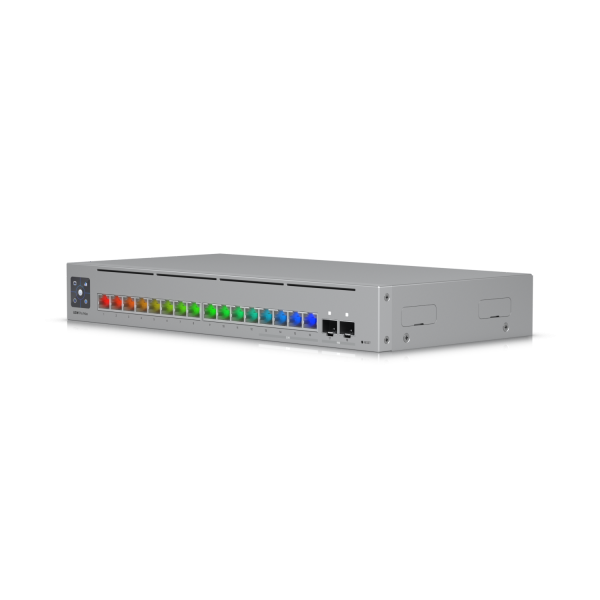 Ubiquiti-USW-Pro-Max-16-EU-UniFi 16Port Layer 3 Etherlighting switch with 4x 2.5 GbE RJ45 ports, 12x GbE RJ45 ports, 2x 10G SFP+ ports - fanless [USW-Pro-Max-16-EU]