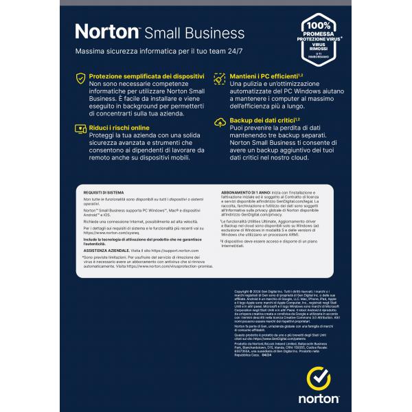 NORTON SMALL BUSINESS - 250GB IT 1 USER 20 DEVICE 12 Mesi BOX [21454845]