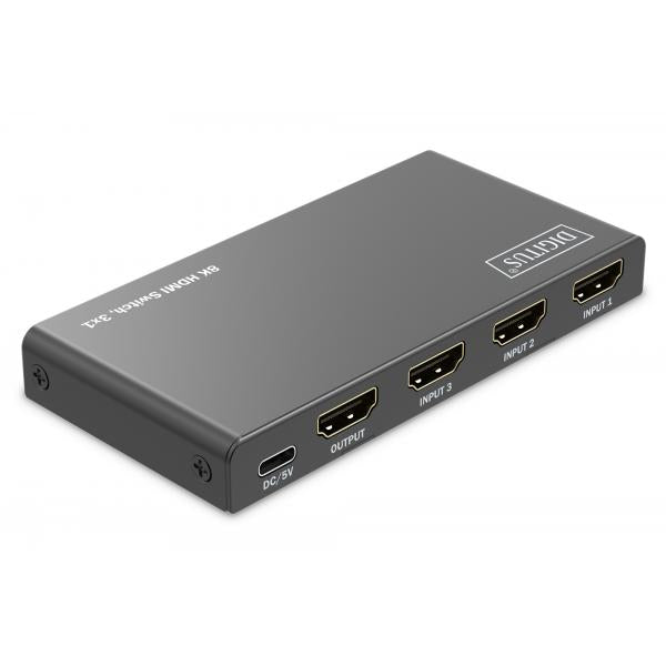 Digitus 3x1 HDMI Switch - 8K - 60Hz (4:4:4) - HDR - HDCP 2.3 - Black [DS-55333]