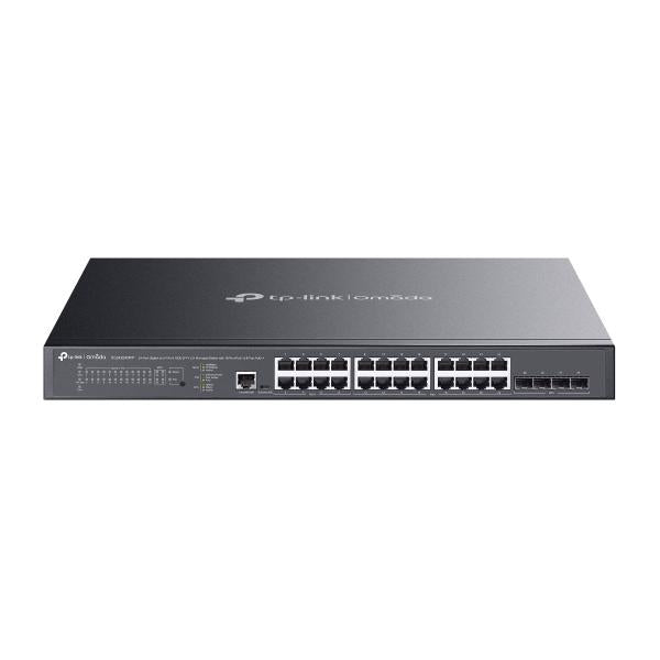 TP-Link - SG3428XMPP - Omada 24-Port Gigabit and 4-Port 10GE SFP+ L2+ Managed Switch with 16-Port PoE+ & 8-Port PoE++, 16 Gigabit PoE+ Ports, 8 Gigabit PoE++ Ports (up to 90 W/port), 4 10G SFP+ Slo [SG3428XMPP]