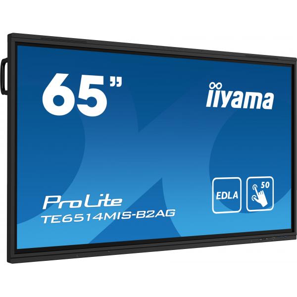 iiyama PROLITE TE6514MIS-B2AG Pannello piatto per segnaletica digitale 165,1 cm (65") LCD Wi-Fi 435 cd/m 4K Ultra HD Nero Touch screen Processore integrato Android 24/7 [TE6514MIS-B2AG]