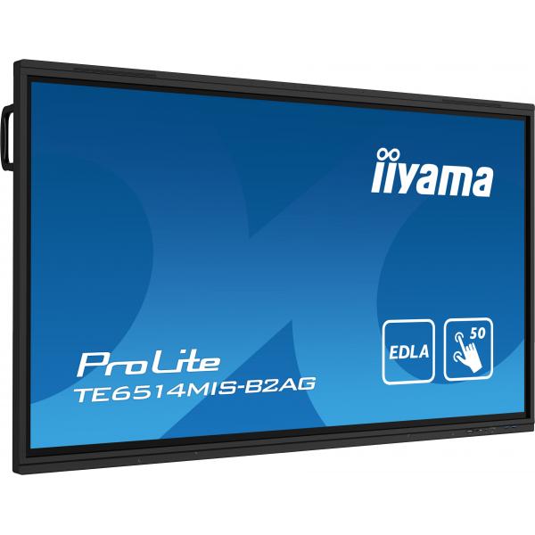 iiyama PROLITE TE6514MIS-B2AG Pannello piatto per segnaletica digitale 165,1 cm (65") LCD Wi-Fi 435 cd/m 4K Ultra HD Nero Touch screen Processore integrato Android 24/7 [TE6514MIS-B2AG]