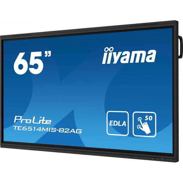 iiyama PROLITE TE6514MIS-B2AG Pannello piatto per segnaletica digitale 165,1 cm (65") LCD Wi-Fi 435 cd/m 4K Ultra HD Nero Touch screen Processore integrato Android 24/7 [TE6514MIS-B2AG]