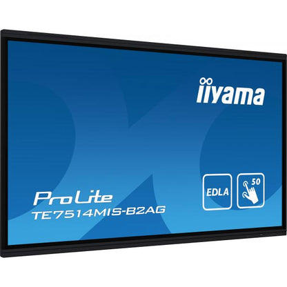 iiyama PROLITE TE7514MIS-B2AG Pannello piatto per segnaletica digitale 190,5 cm (75") LCD Wi-Fi 435 cd/m 4K Ultra HD Nero Touch screen Processore integrato Android 24/7 [TE7514MIS-B2AG]
