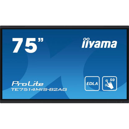 iiyama PROLITE TE7514MIS-B2AG Pannello piatto per segnaletica digitale 190,5 cm (75") LCD Wi-Fi 435 cd/m 4K Ultra HD Nero Touch screen Processore integrato Android 24/7 [TE7514MIS-B2AG]