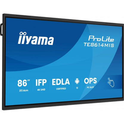 iiyama PROLITE TE8614MIS-B2AG Pannello piatto per segnaletica digitale 2,18 m (86") LCD Wi-Fi 435 cd/m 4K Ultra HD Nero Touch screen Processore integrato Android 24/7 [TE8614MIS-B2AG]