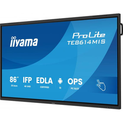 iiyama PROLITE TE8614MIS-B2AG Pannello piatto per segnaletica digitale 2,18 m (86") LCD Wi-Fi 435 cd/m 4K Ultra HD Nero Touch screen Processore integrato Android 24/7 [TE8614MIS-B2AG]