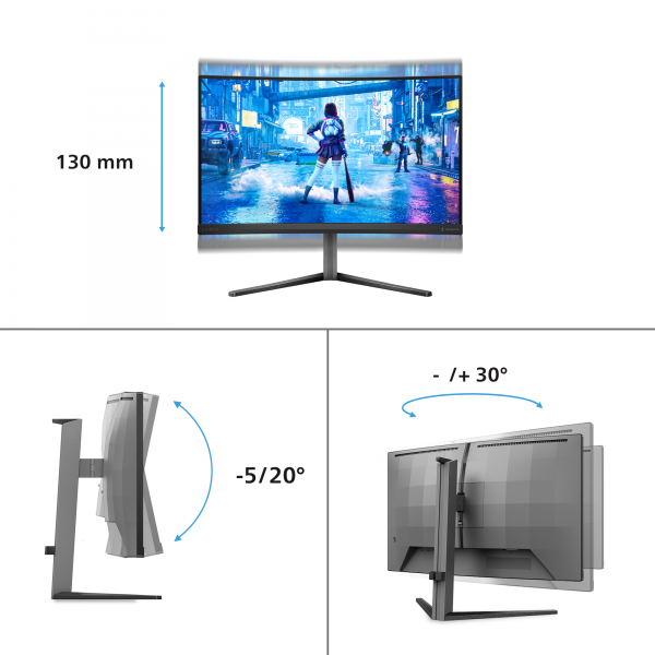 PHILIPS MONITOR GAMING CURVO 27 LED VA 16:9 FHD 1MS 300 CDM 240HZ ALTEZZA DP/HDMI [27M2C5200W]