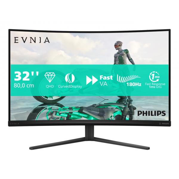 PHILIPS MONITOR GAMING CURVO 31,5 LED VA QHD 16:9 0,5 MS 300 CDM 180hz, ENVIA, DP/HDMI [32M2C3500L]
