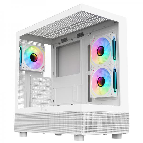 ITEK CASE SHOWBUI 42W, GAMING TOWER, ATX, 3X12CM ARGB FAN, 2XUSB3, TYPE-C, SIDE FRONT PANEL TEMP [ITGCASB42W]