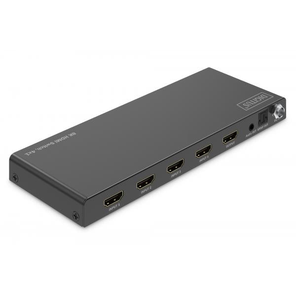 Digitus 4x1 HDMI Switch - 8K - 60Hz (4:4:4) - Toslink - Stereo - EDID Control - Black [DS-55335]