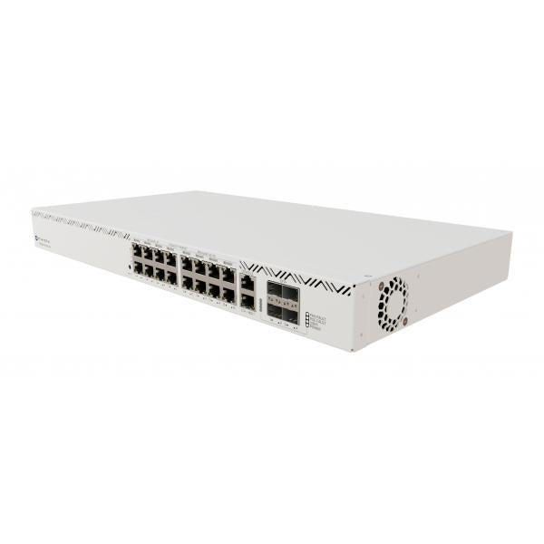 MikroTik, CRS320-8P-8B-4S+RM, Cloud Router Switch 320-8P-8B-4S+RM with dual-core 800 MHz CPU, 256 MB RAM, 98DX226S switch chip, 17 x Gigabit Eth ports (8 x 802.3af/at, 8 x 802.3bt PoE-out), 4 x 10G SF [CRS320-8P-8B-4S+RM]