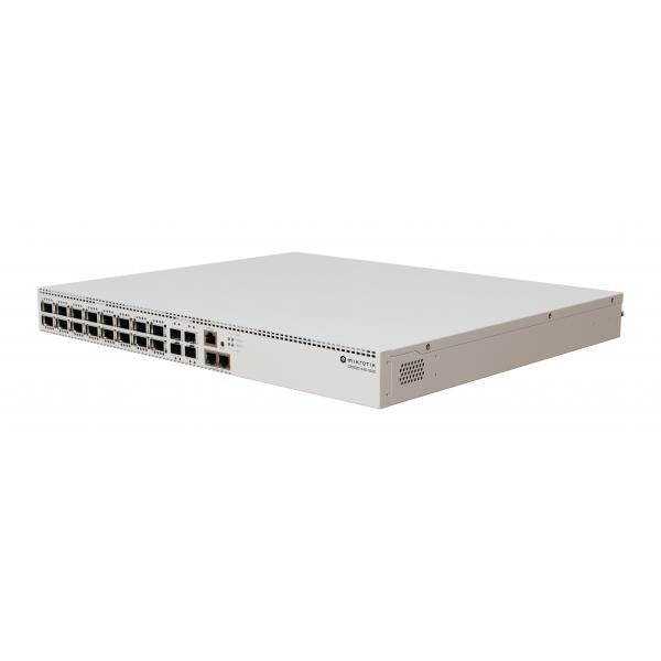 MikroTik, CRS520-4XS-16XQ-RM, Cloud Router Switch 520-4XS-16XQ-RM with Quad-Core AL52400 2 GHz CPU, 4 GB RAM, 98CX8410 switch chip, 2 x 10G Eth ports, 4 x 25G SFP28 ports, 16 x 100G QSFP28 ports, Rou [CRS520-4XS-16XQ-RM]