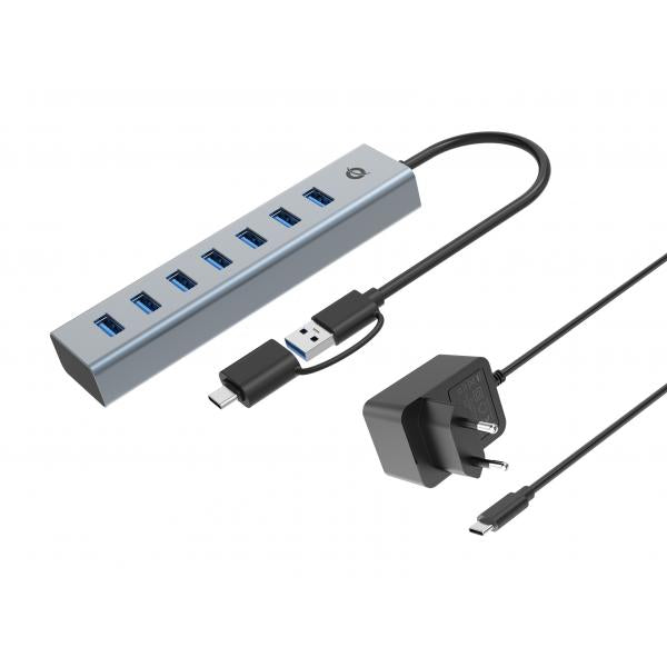 Conceptronic 7-Port USB 3.0 Hub with Power Adapter - 5Gbps - USB-A x 7 [HUBBIES21GP]