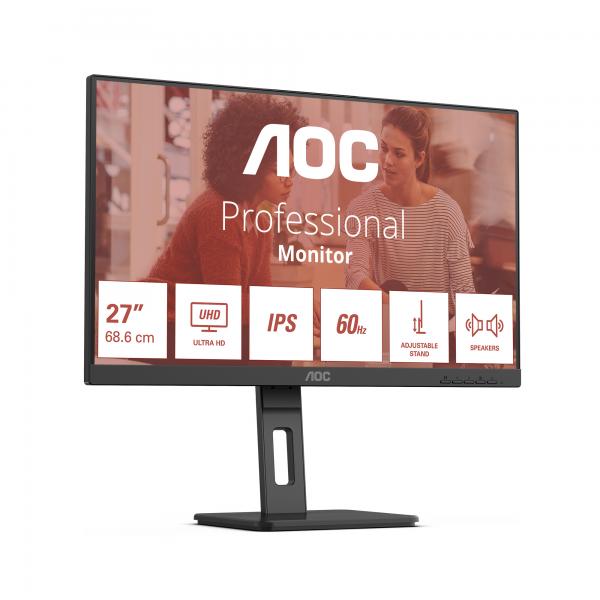 Aoc E3 Series - 27 inch - 4K Ultra HD IPS LED Monitor - 3840x2160 - Pivot / HAS [U27E3UF]