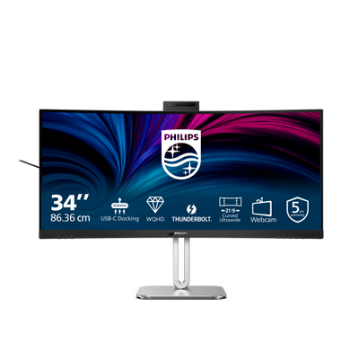 Philips 6000 Series - 34 inch Curved - UltraWide Quad HD VA LED Monitor - 3440x1440 - Thunderbolt 4 - HAS / RJ45 / Webcam [34B2U6603CH/00]