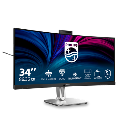 Philips 6000 Series - 34 inch Curved - UltraWide Quad HD VA LED Monitor - 3440x1440 - Thunderbolt 4 - HAS / RJ45 / Webcam [34B2U6603CH/00]