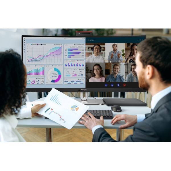Philips 6000 Series - 34 inch Curved - UltraWide Quad HD VA LED Monitor - 3440x1440 - Thunderbolt 4 - HAS / RJ45 / Webcam [34B2U6603CH/00]