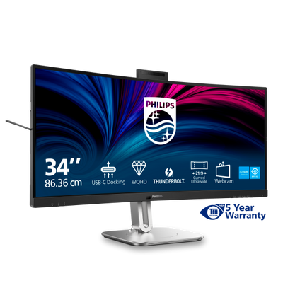 Philips 6000 Series - 34 inch Curved - UltraWide Quad HD VA LED Monitor - 3440x1440 - Thunderbolt 4 - HAS / RJ45 / Webcam [34B2U6603CH/00]