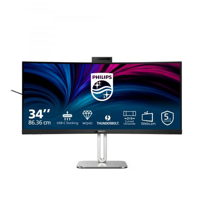 Philips 6000 Series - 34 inch Curved - UltraWide Quad HD VA LED Monitor - 3440x1440 - Thunderbolt 4 - HAS / RJ45 / Webcam [34B2U6603CH/00]