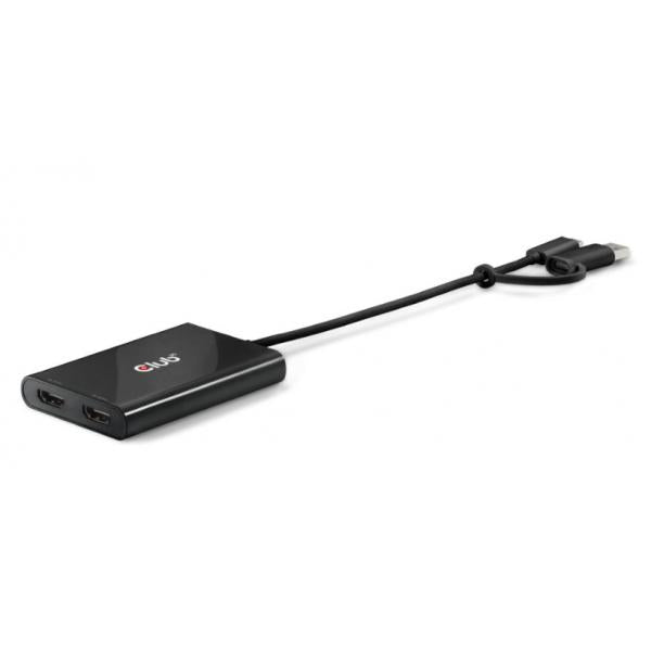 CLUB3D VIDEO SPLITTER CON DISPLAYLINK USB TYPE C (CON ADATTATORE TYPE A) A DUAL HDMI (4K60HZ) [CSV-1475]