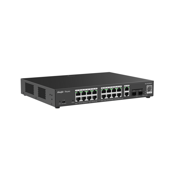 REYEE SMART SWITCH POE GIGABIT 20 P. 16 P. POE/POE+, 2 P. UPLINK GIGABIT RJ45/SFP, POWER BUDGET 250W [RG-ES220GS-P]
