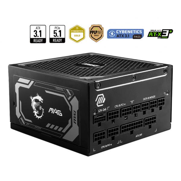 MSI ALIMENTATORE MAG, EU, 1250W, FULLY-MODULAR, 80 PLUS GOLD, 7A GARANZIA [MAG A1250GL PCIE5]