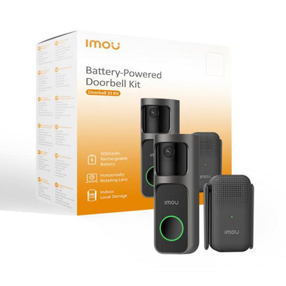 IMOU DOORBLELL 2S 2K KIT CAMPANELLO WI-FI WIRELESS, BATTERIA 5000MAH, LENTE 2,3MM, CAMPO VISIVO 166 [DB-2SP-3T0W/DS2S]